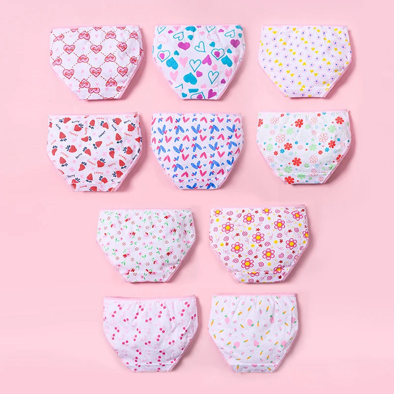 Children's Girls Panties Multipacks 100% Cotton Soft Pretty All Over Print Underwear For Girls Fashion Undies Boxer Breathable