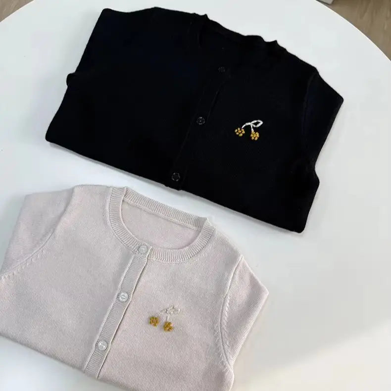 Girls Sweater BP Brand 2026 New Winter Cherry Baby Cardigan Cute Boys Tops Kids Clothes Pink Knitted Sweater Children Outwear