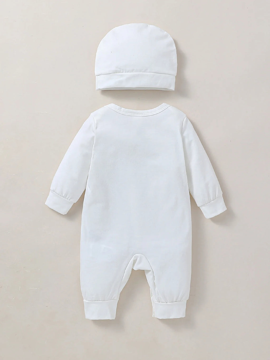2Pcs Baby Unisex  Boys/Girls 2025 All Seasons Long Sleeve Cute Pullover Jumpsuit For Newborn Casual Daily Clothes+Hat