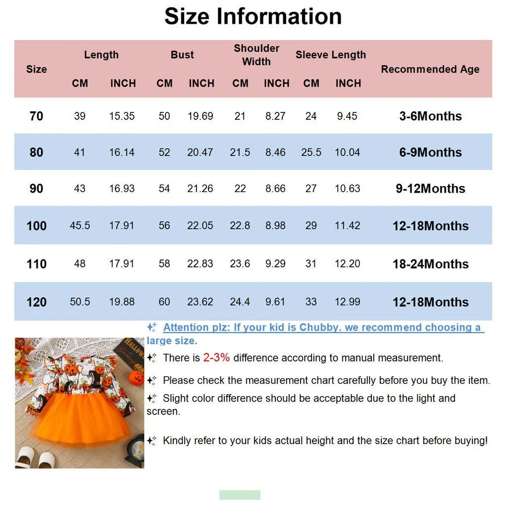0-3 Years Baby Girl Halloween Dress Long Sleeve Cute Kitten Pumpkin Print Mesh Dress Vacation Toddler Girl Party Costumes