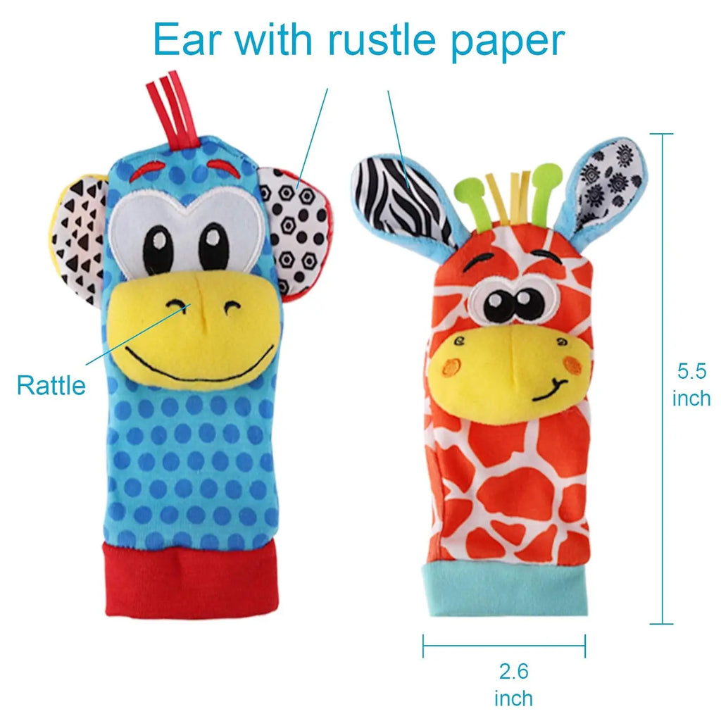 Baby Toys 0-12 Months Kids Animal Socks Wrist Strap Rattle Baby Foot Socks Wrist Strap Toddler Socks Pacifier Toys Baby Gifts