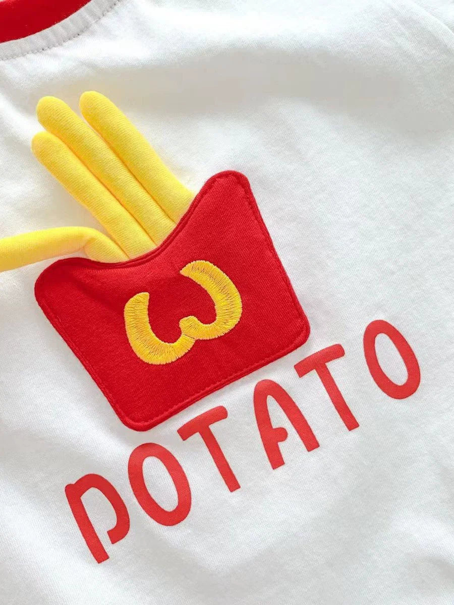 Baby Infant Clothes Girls Boys Summer Onesie with Sock 3D French Fries Cute Jumpsuit 100% Cotton  Newborn Clothes