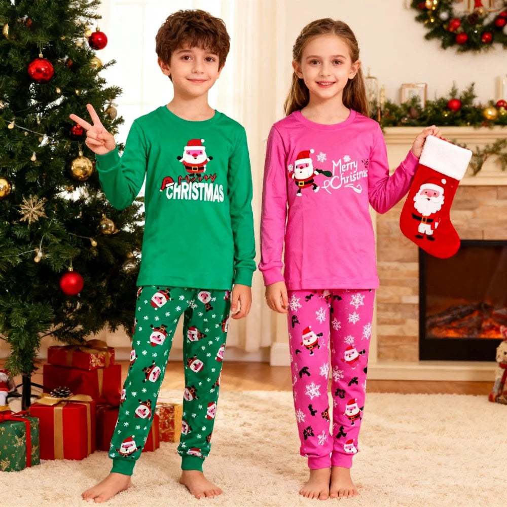 Xmas Pyjamas Sets Baby Boys 100% Cotton Christmas Pajamas Kids Classic Santa Toddler Girls Sibling Matching Kids Pijamas Suits