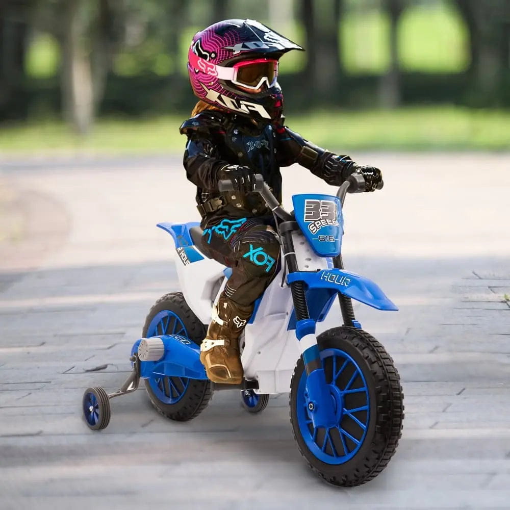 TOBBI 12V Electric Kids Ride-On Dirt Bike with Training Wheels