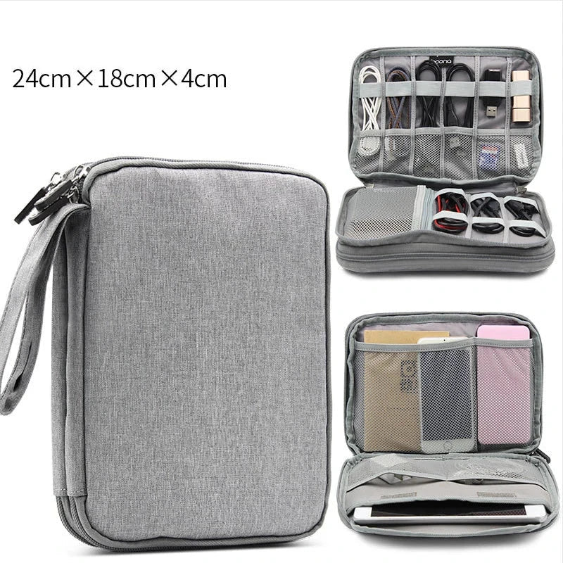 Accesorios digitales bolsa de acabado cargador de datos Cable de doble capa accesorios de viaje bolsa auriculares Usb Flash Drive organizar