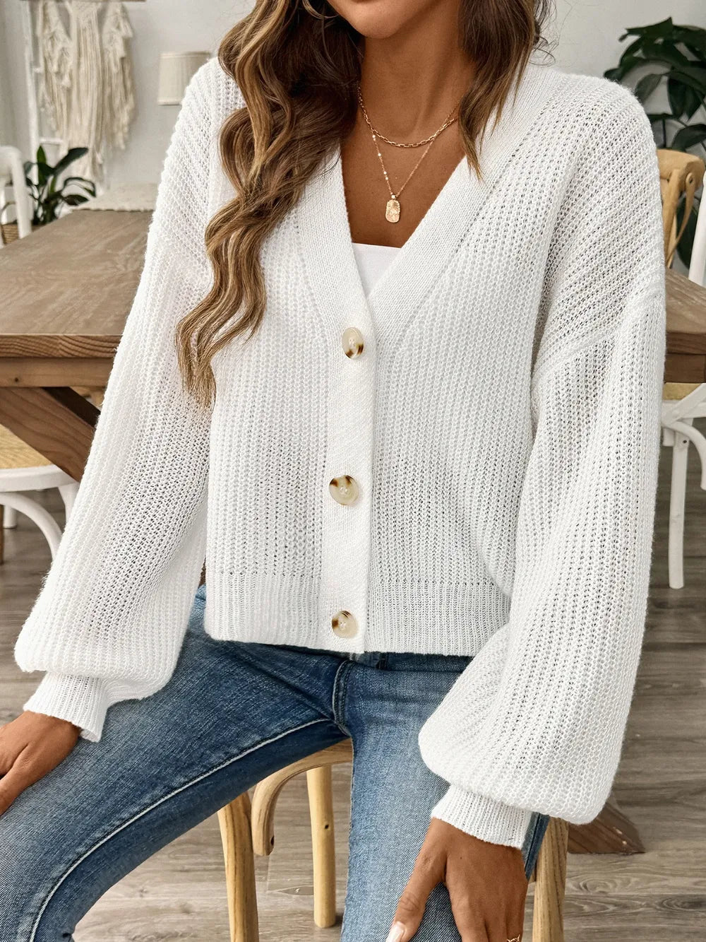 Autumn and winter new minimalist short button jacket sweater cardigan