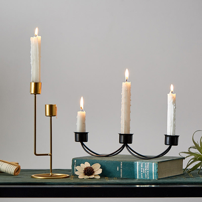 Iron Art Perforated Candlestick Table Decoration Candlelight Dinner Props