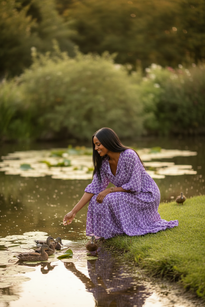 PURPLE Summer Women's Vintage Printed Bohemian Dress Elegant Ladies Casual Loose V-Neck Short Sleeve Long Dresses