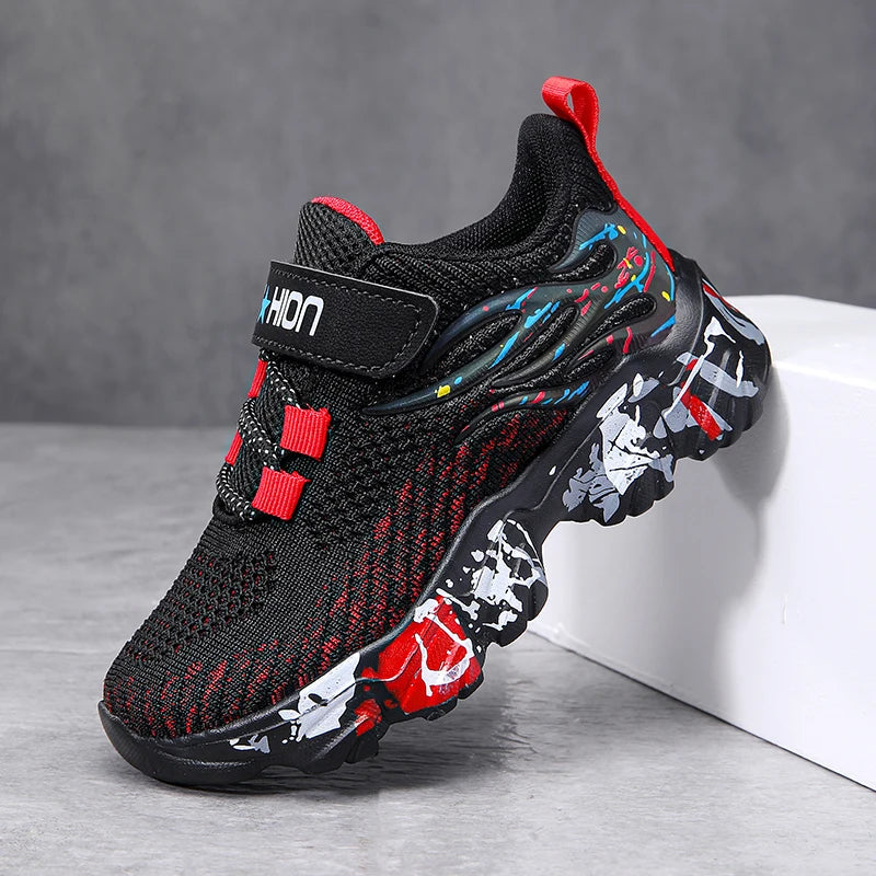 Children's sports shoes boys' mesh breathable soft soled running shoes
