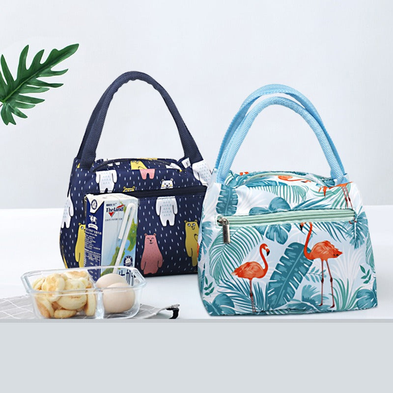 Creative Portable Thermal Insulation Bag Zipper Bento Bag Thickened Aluminum Foil Portable Oxford Cloth Lunch Box Bag