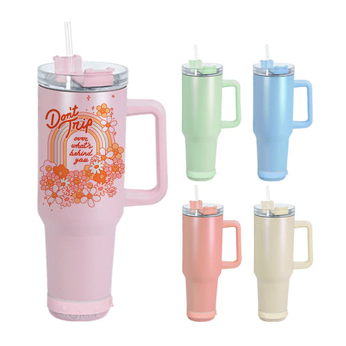 40oz Sublimation Macaroon Bluetooth Speaker Tumblers Stainless With Handle Tumblers