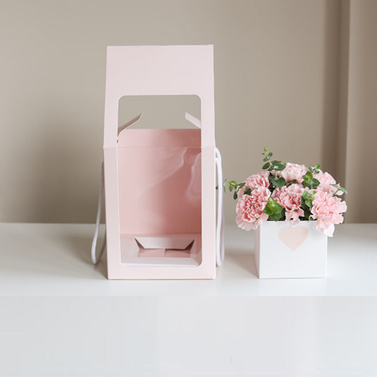 Single-sided Window Pvc Transparent Square Portable Flower Gift Box