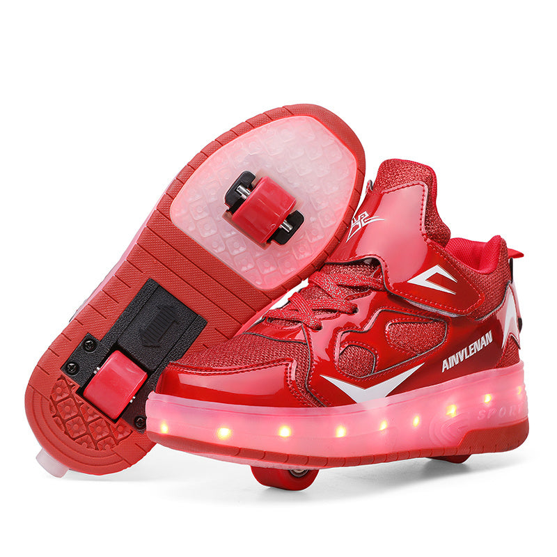New Boy Student Roller Skating Shoelace Wheels