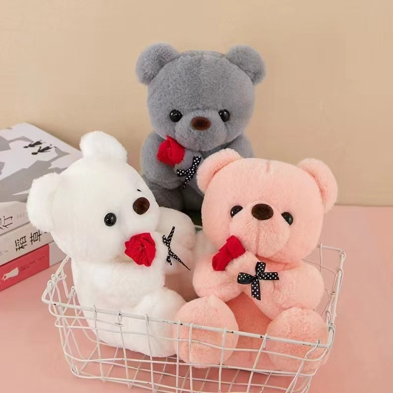 Cute Rose Little Bear Doll Huggy Bear Doll Women's Plush Toy