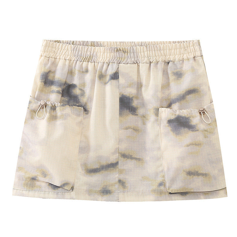 European and American style women's fashion casual tie dye jacket jacket, half skirt set