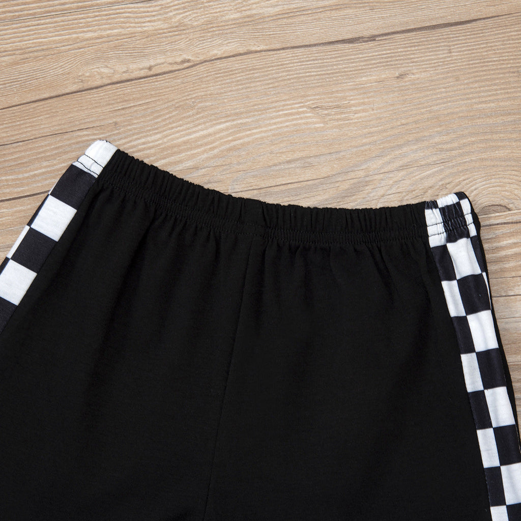 Infant Toddler Black And White Plaid Contrast Color Suit
