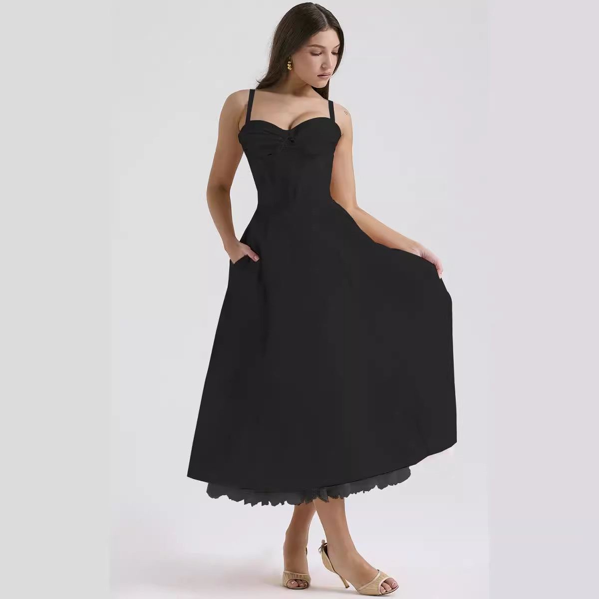 Floral series French summer camisole gentle style dress slimming floral camisole long skirt