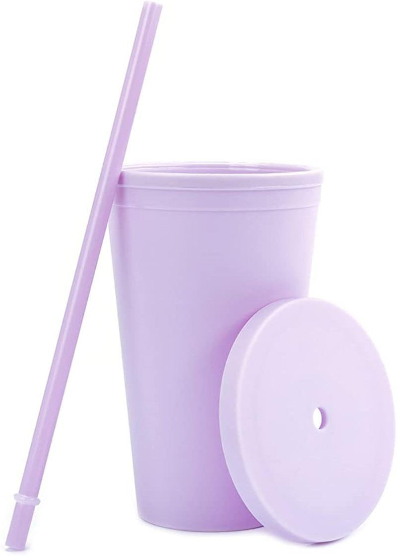 Pastel Cup Blank Cups Tumblers, 16 oz Matte Tumblers, Double Wall Acrylic Tumbler With Straw and Screw Lid BPA Free Pink, Blue, Purple, Mint