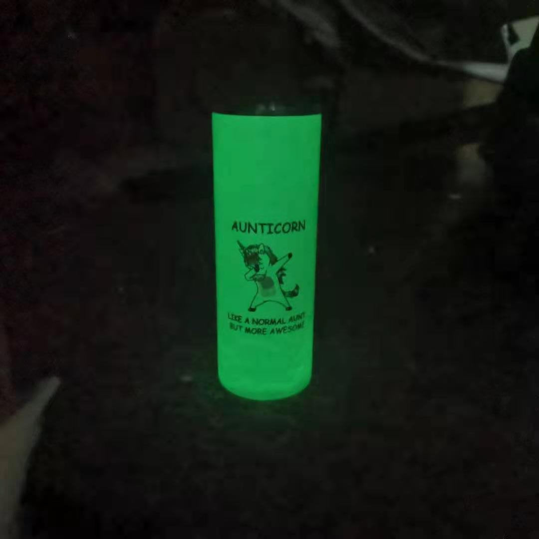 20oz Tumblers Glow in the Dark Blank White Red Coral Blue Green or Pink Stainless Sublimation Tumbler W/Straw, lid & Box