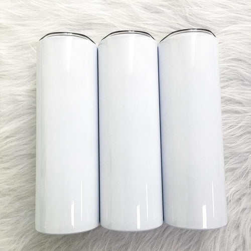 20oz Blank Gloss White, Matte White or Silver Stainless Skinny Straight Sublimation Tumblers