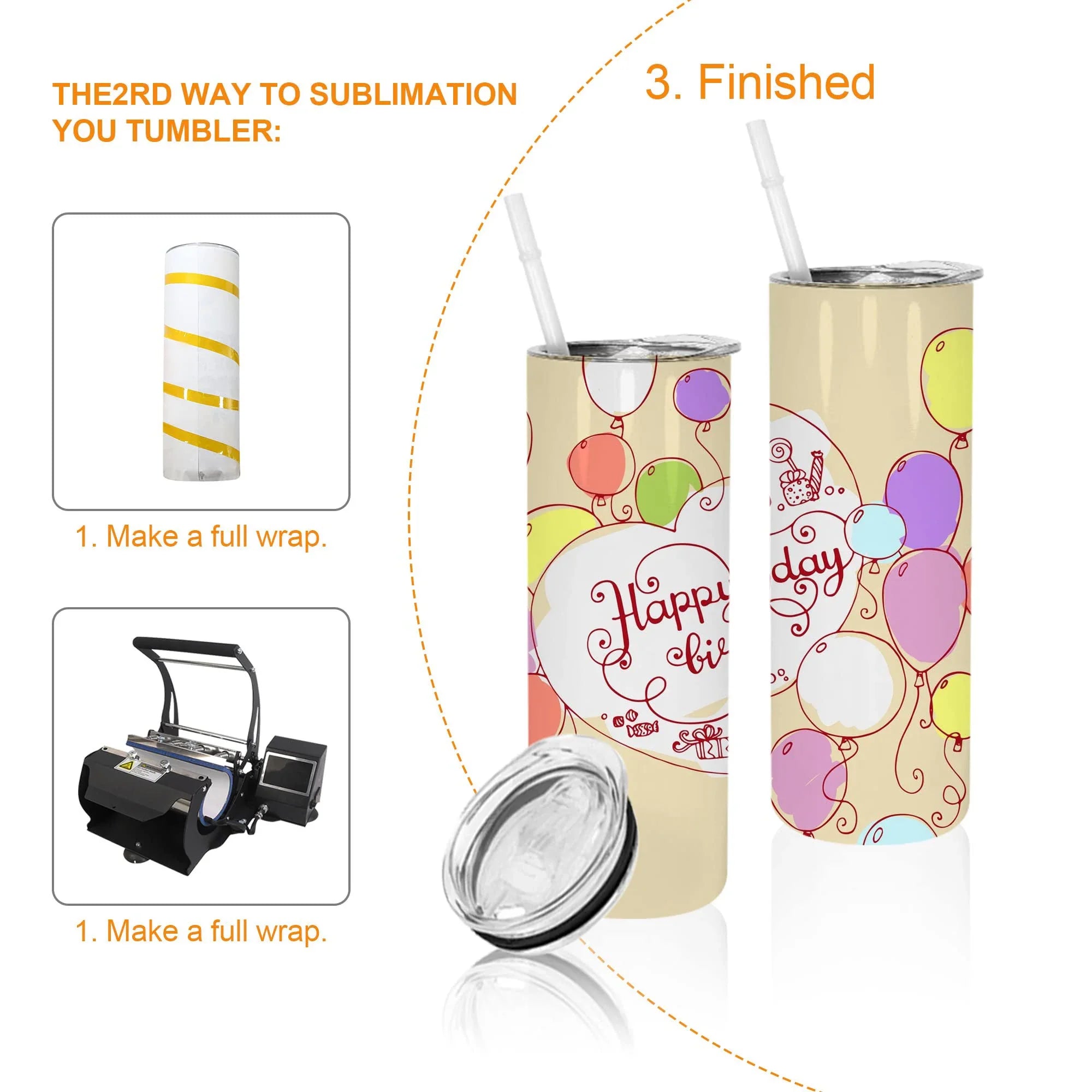 Sublimation 25 Pack 20oz Blank Gloss or Matte White Straight Stainless Tumblers Tumbler Coffee Cup w/straw, & box
