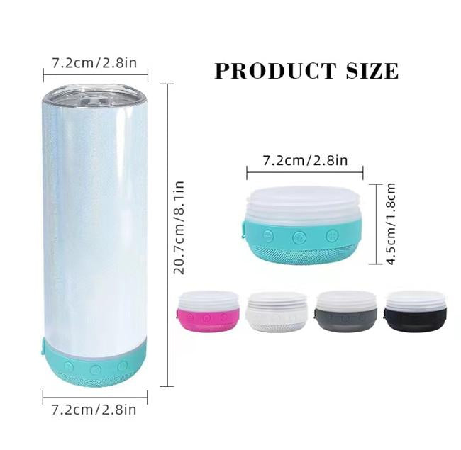 Bulk Pack 20oz Sublimation Bluetooth speaker tumbler. Music Tumblers W/ Lid, Speaker & Straw