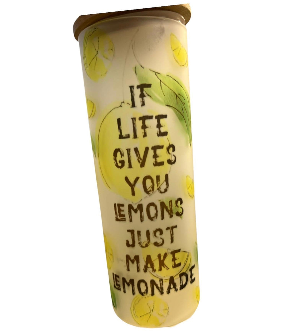 25oz Sublimation Blank Glass Tumbler Bamboo Lids (Clear or Frosted)
