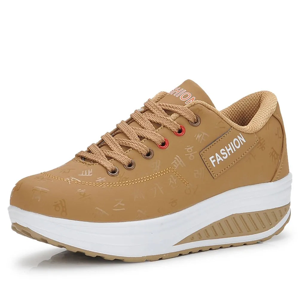 Lace Up Rocker Sole Sneakers