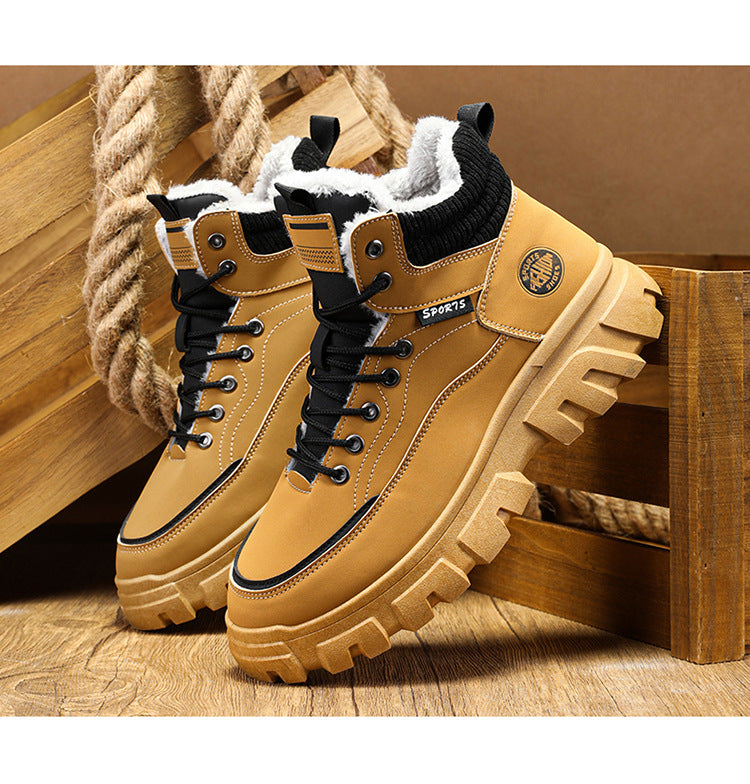 Men's winter suede high top Martin boots men's workwear shoes trendy and versatile thick sole
