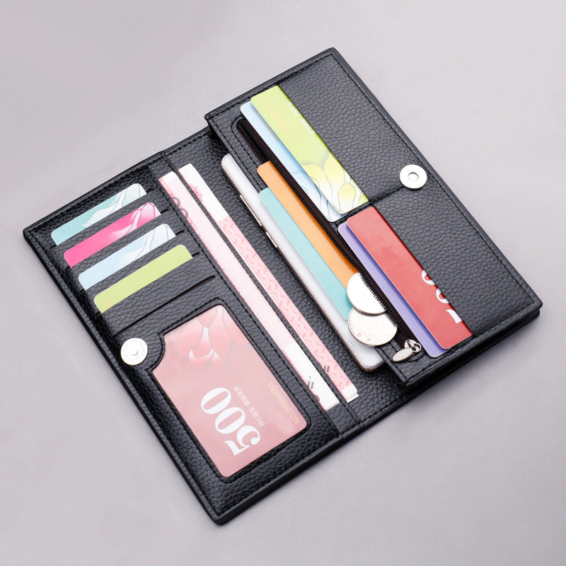 Multifunctional Wallet Men's Long Zipper Trend Fashion Personality Large Capacity Button Youth Hand Embossed Wallet