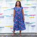 Adult "Oceans Aglow" Marine Life Cap Sleeve Maxi Dress With Pockets