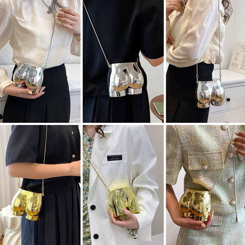 Personalized funny butt metal bag mini coin lipstick bag niche crossbody bag