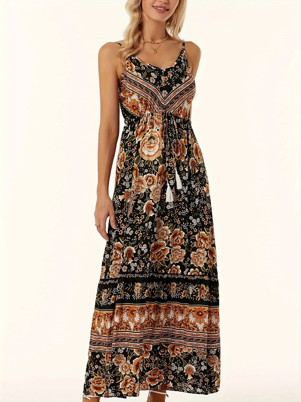 Printed Scoop Neck Dress