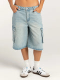 Street trendsetters ordinary washed workwear women's denim straight leg pants