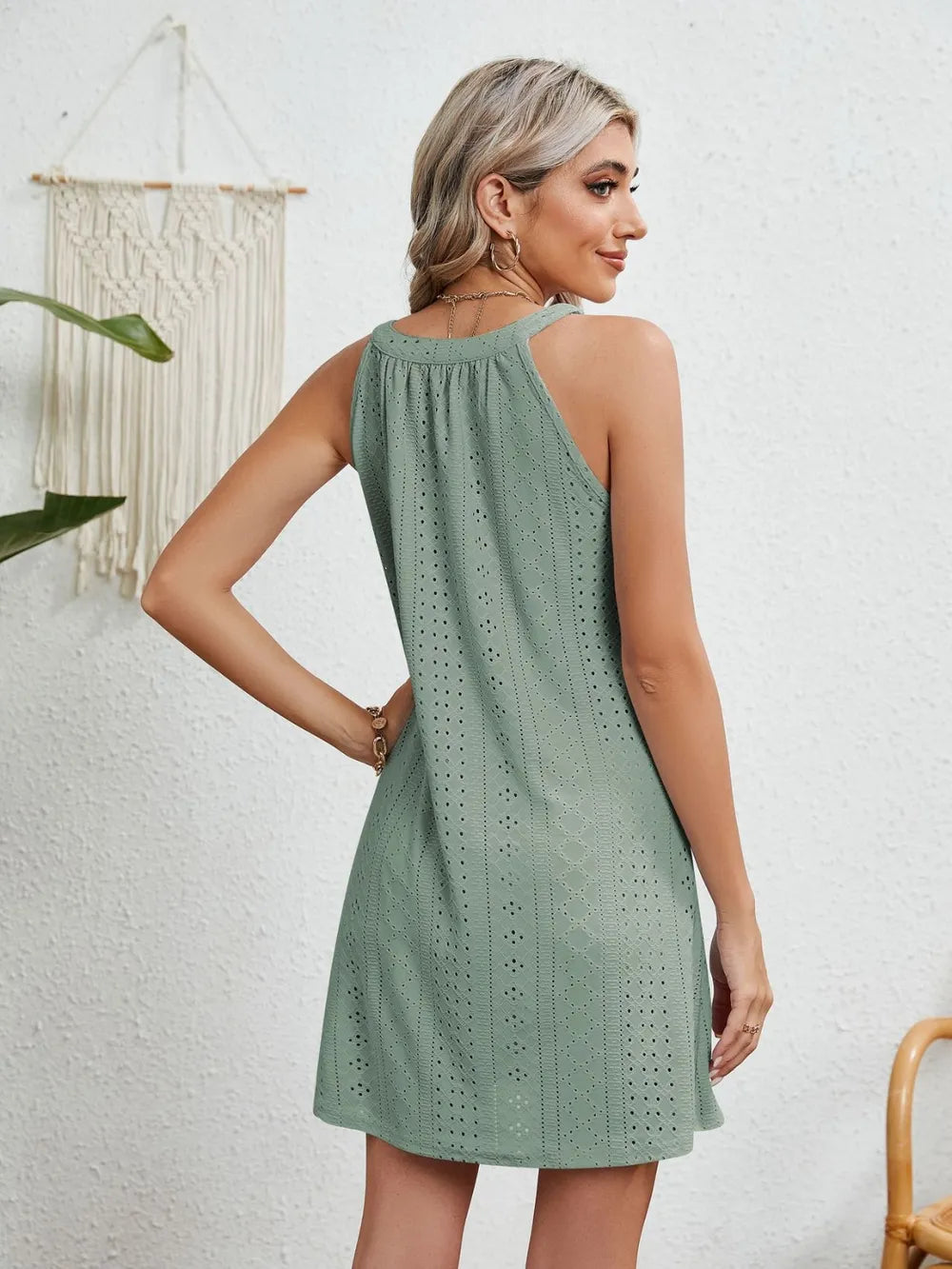Women's swimsuit hollowed out crochet top sleeveless beach dress