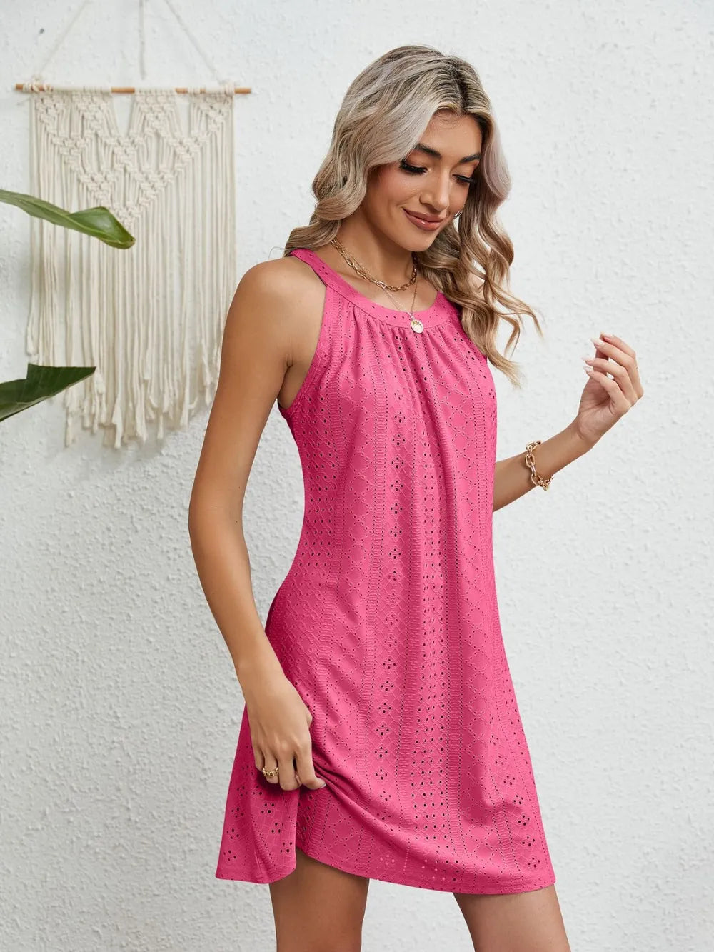 Women's swimsuit hollowed out crochet top sleeveless beach dress